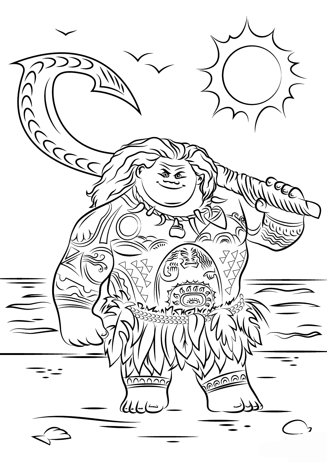 maui personagem da moana para colorir