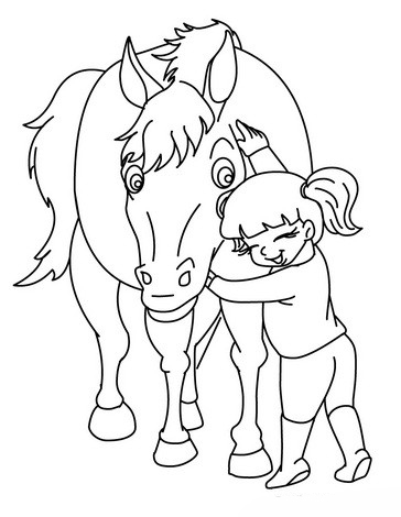 menina e unicornio para colorir