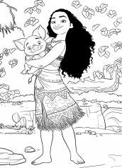 moana e porquinho para colorir