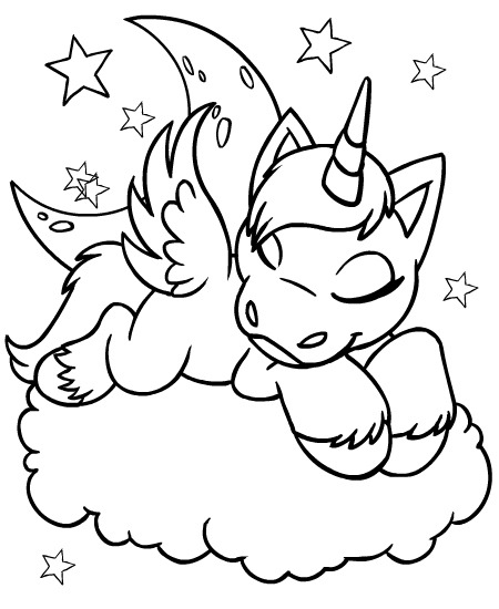 unicornio dormindo para colorir